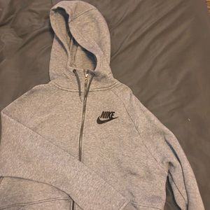 GRAY NIKE ZIP UP HOODIE SWEATSHIRT